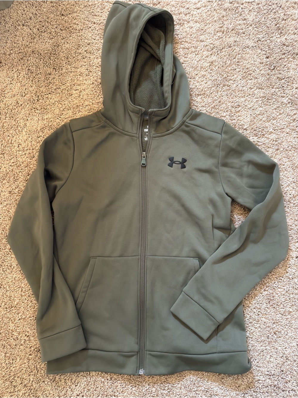 Under Armour Boys Olive Green Hooded Zip Jacket